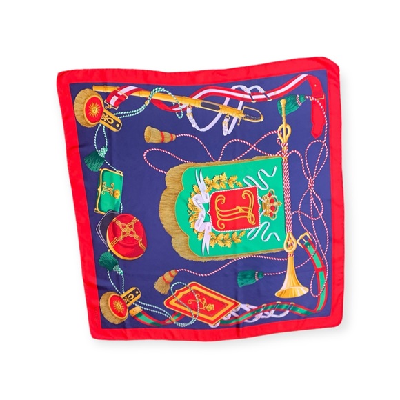 CELINE RED AND NAVY REVOLUTION FRANCAISE SCARF - Picture 6 of 6